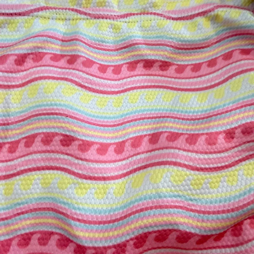 NWT Hurley Girls Pink Flamingo Wavy Stripe Cut Out One Piece Swimsuit Size 14